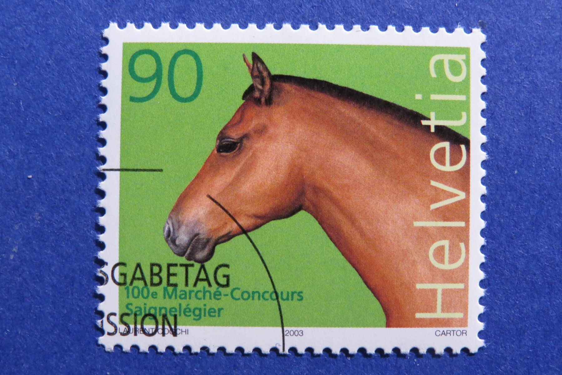 Alle Briefmarken: Sondermarke '100.Marché Concours' 2003 - off.Ersttag BERN – Gebraucht aus Brunnen von Kumari