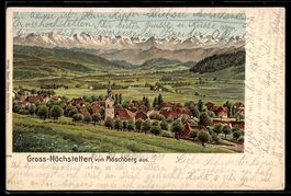 Lithographie Gross-Höchstetten, Gesamtansicht vom Möschberg 