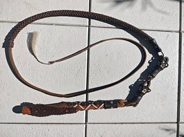 Fouet tressé en cuir vintage  Style Western/Lederpeitsche )
