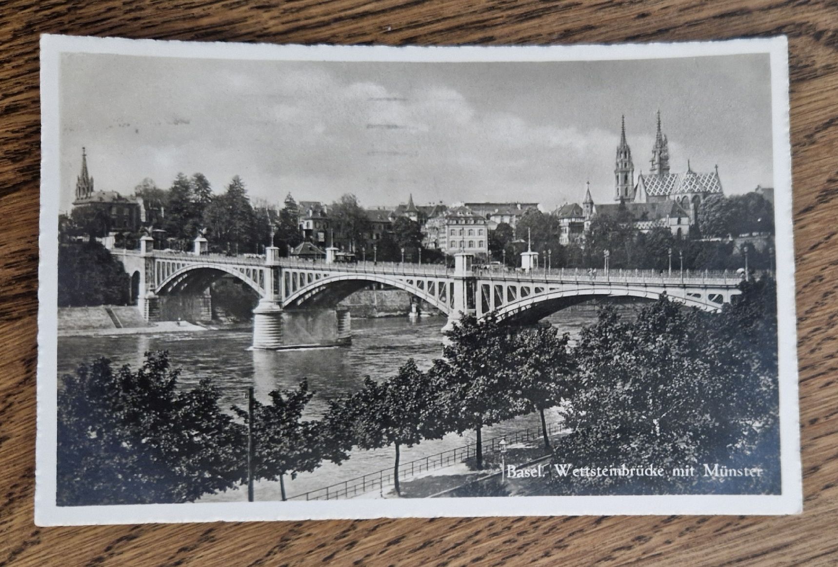 Cartoline postali: Basel Wettsteinbrücke mit Münster 1929 – Usato da Ebikon venduto da Donar50