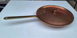 Kupferpfanne mit Deckel, Messing Pfannenstiel