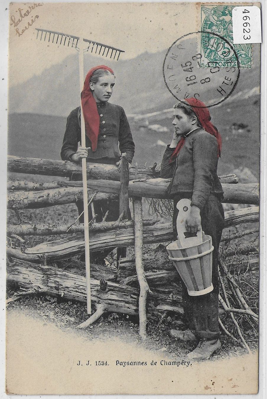 Cartoline postali: Paysannes de Champery - coloriert – Usato da Ettingen venduto da Kartenplanet