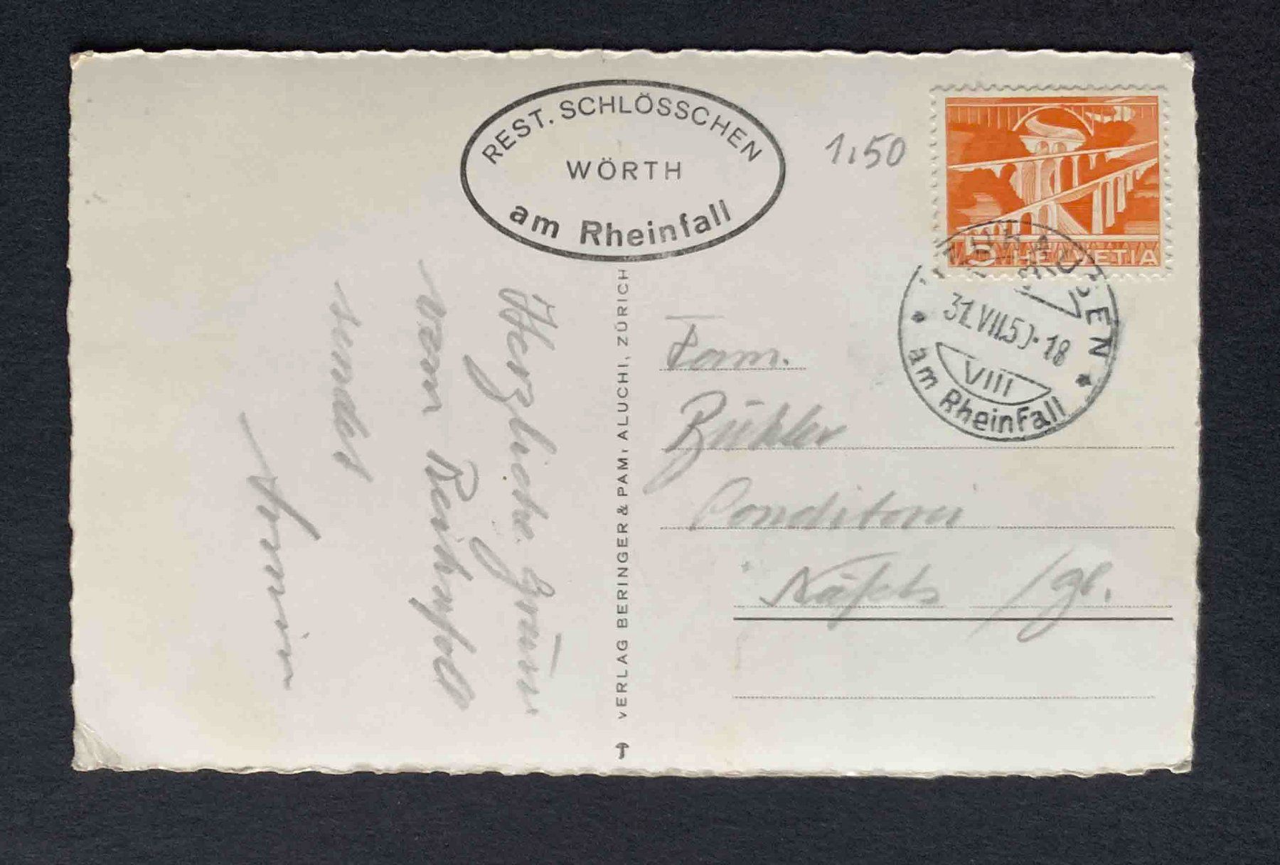 Cartoline postali: AK Rest Schlösschen Wörth am Rheinfall – Usato da Goldau venduto da artelier1 1