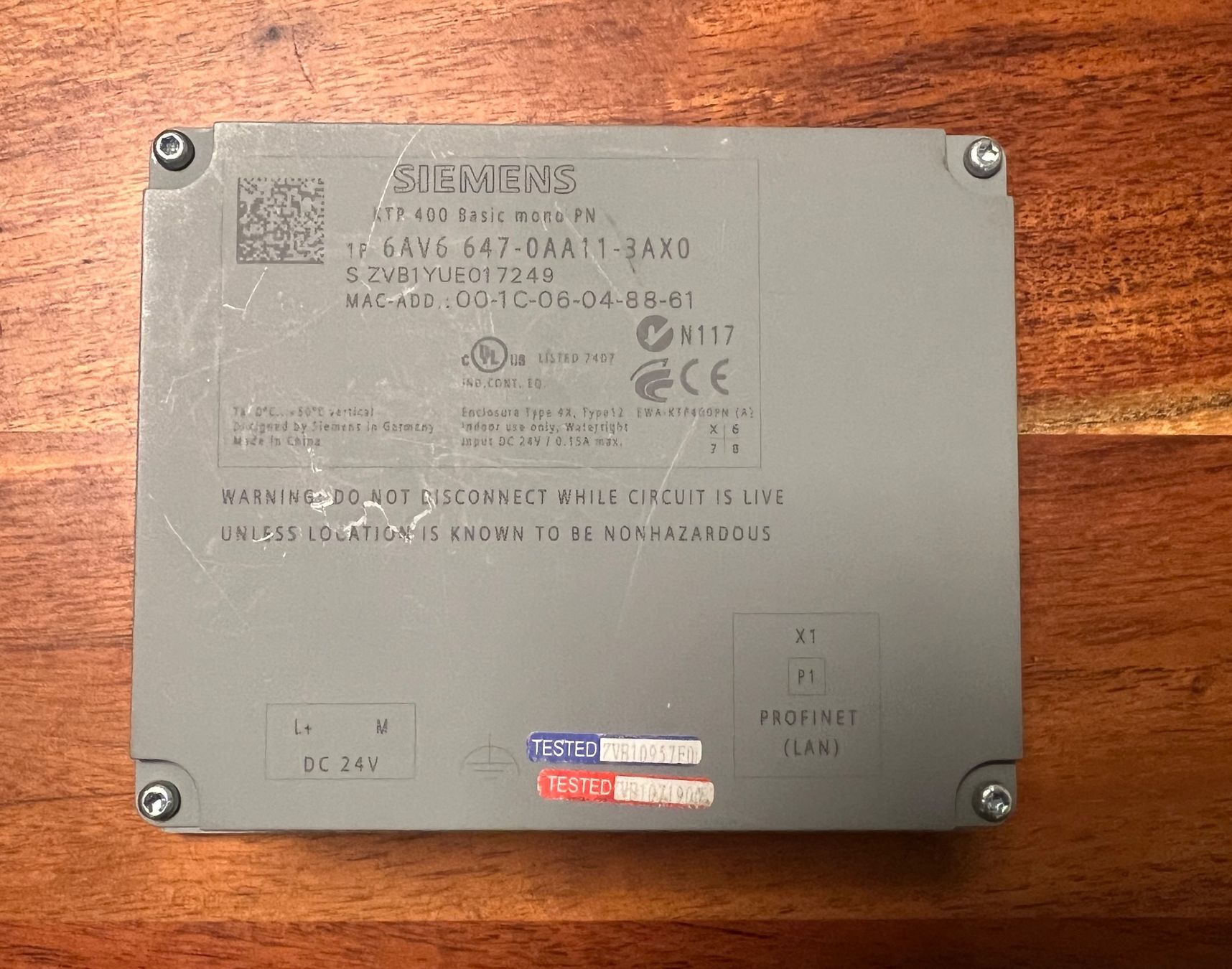 Siemens Steuerung: Siemens Simatic KTP 400 Mono PN Basic / 6AV6647-0AA11-3AX0 – Gebraucht aus Romanshorn von DonRicardoo 1