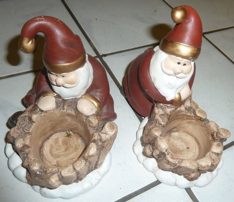 Portacandele: 2 Kerzenständer Weihnachtsmäner – Usato da Ruggell venduto da Btt