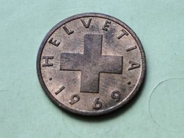 2 Rappen 1969, sehr schön