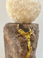 Holzskulptur Unikat mit Gold verziert Deko