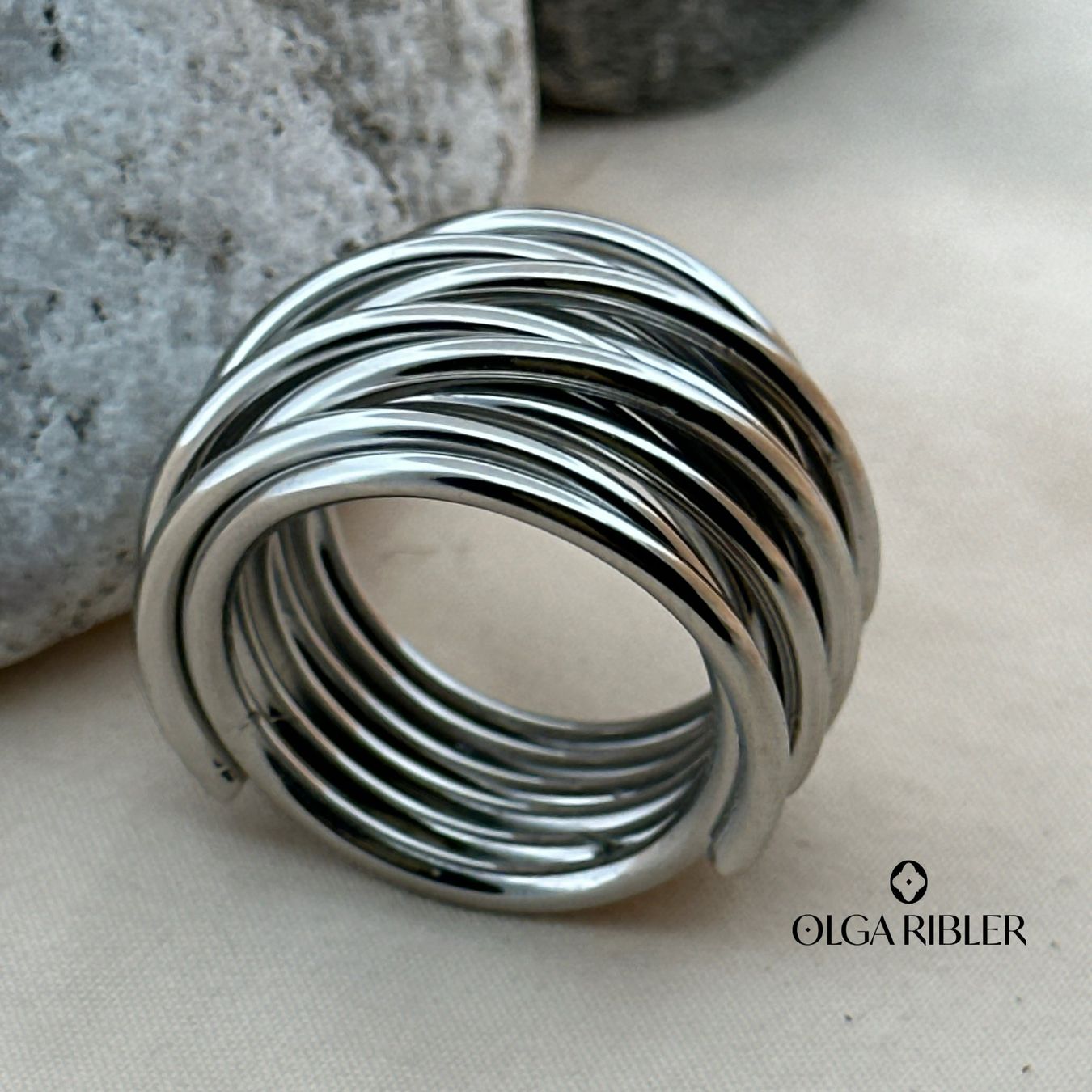 Olga Ribler Bagues: Statement Edelstahl Ring Ringgrösse 60 – Neuf (Voir description) à Luzern par Schmuckoutlet 1