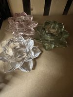 3er Set Lotus Teelichthalter aus Glas, Herbstdeko!