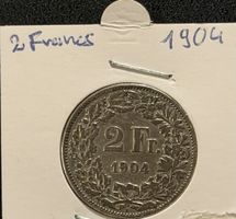 “2 Francs Suisse Helvetia 1904 Argent – Tirage 200 000 ex. –