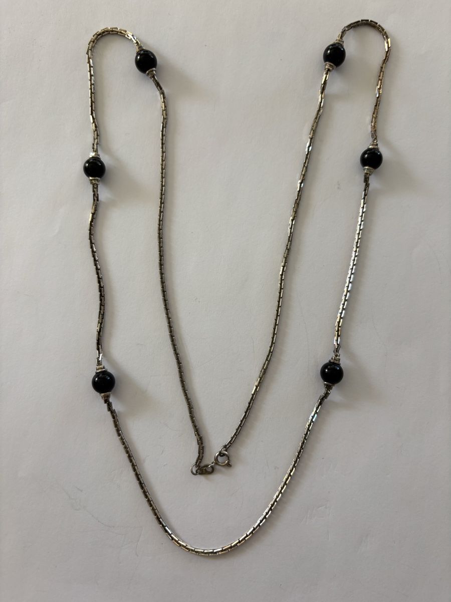 Catenine:  silber Kette mit Onyx Kugeln 800 – Usato da Langnau am Albis venduto da flusspflege