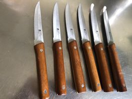 6 x BERGNER Steakmesser, Holzgriff, rostfrei, Top Zustand
