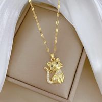 Gold Katze Halskette mit Strass besetzt