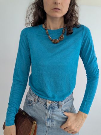 MOS MOSH Pullover , Gr. S, Türkis Glitzer, Top