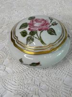 Porzellandose mit Rose und Goldrand 10 cm – V.S.