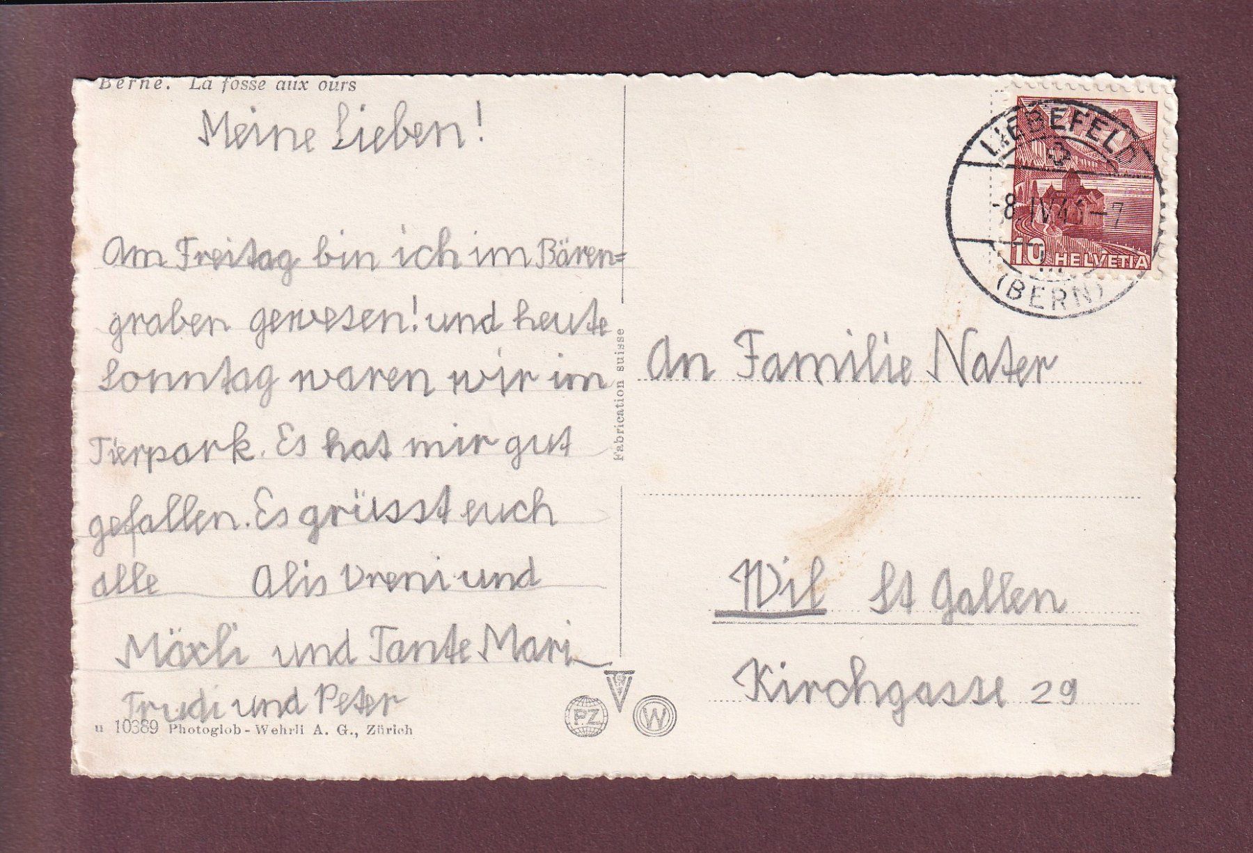 Ansichtskarten: BERN - Bärengraben - 1946 – Gebraucht aus Pully von nicecards 1