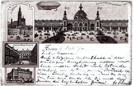 Luftschiff auf Litho - Exposition universelle d'Anvers 1894