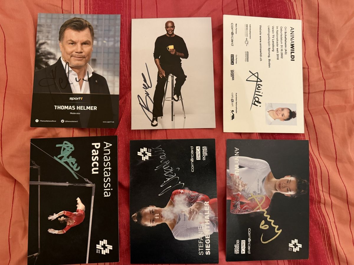 Autogramme: Autogrammkarten Set Thomas Helmer & Gymnastinnen mit Untersc – Gebraucht aus Rüschlikon von Andi_2000