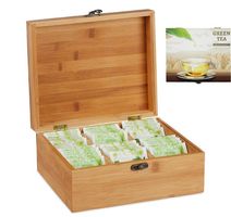 Teebox Bambus mit 6 Fächern - Green Tea