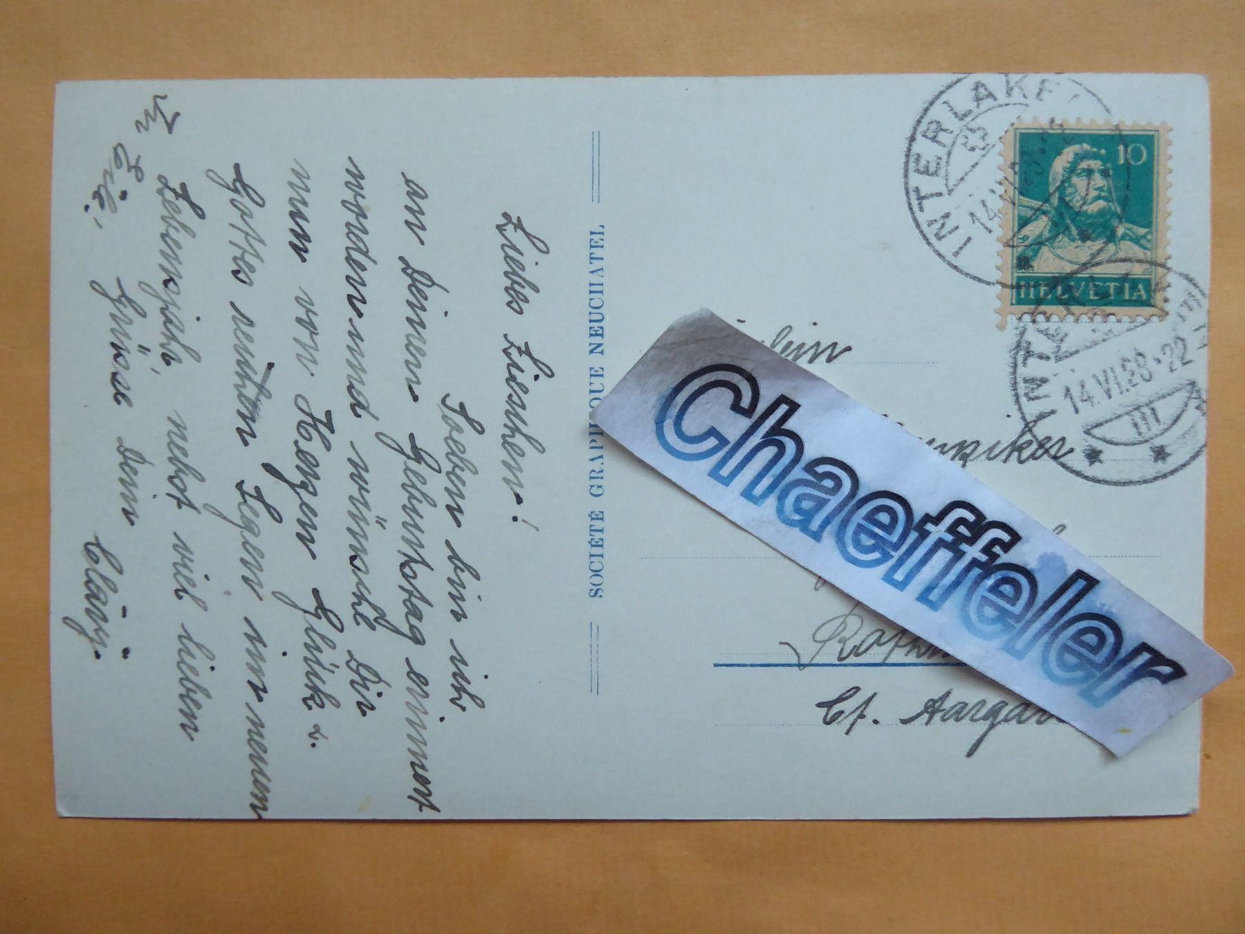 Cartoline postali: 1928   5255 Brienzersee – Usato da Zürich venduto da Chaeffeler 1