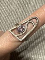 Silber Fingerring mit Amethyst / Gr 58