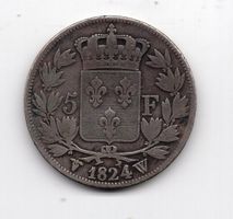(1208) Frankreich, 5 Francs, 1824 W, Louis ⅩⅤⅢ , ss-vz