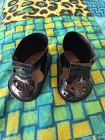 1 Paar Puppenschuhe STOLLE 9/56 schwarz, 8 cm, antik, 50-er!