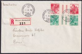 1938, S50+S52 auf Brief PTT-Museum BERN, toller BELEG !