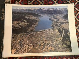 schulwandbild thuin und berner oberland, swissair