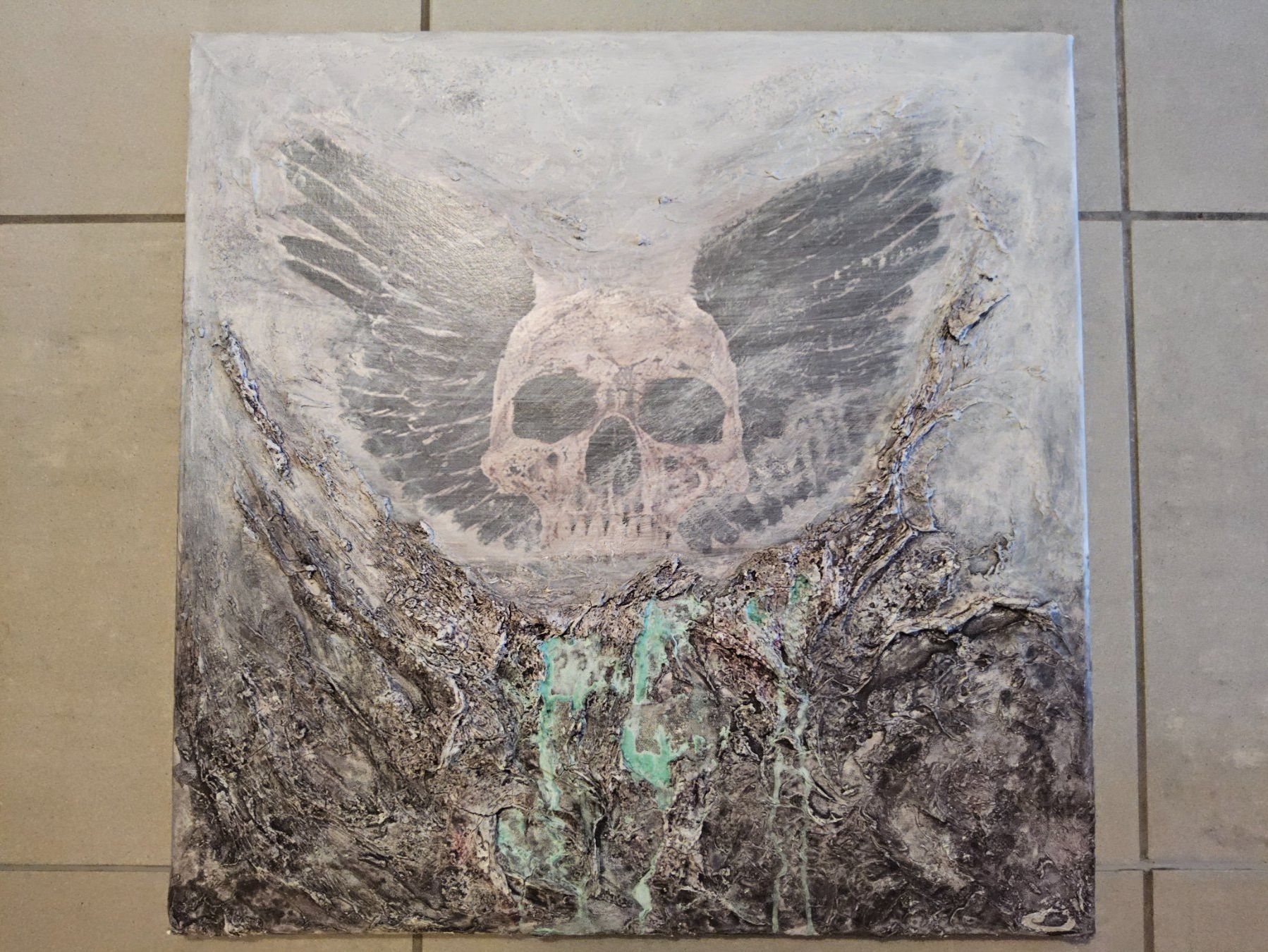 Dipinti: Leinwandbild "Skull Wings", P. Saladin, einmalig, modern – Usato da Kaiseraugst venduto da saladinpa