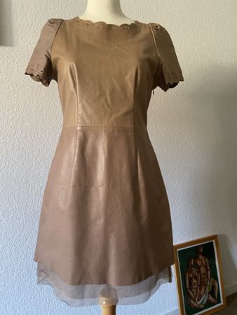 Sandro Leder Kleid, beige, Grösse 3, Top Zustand!