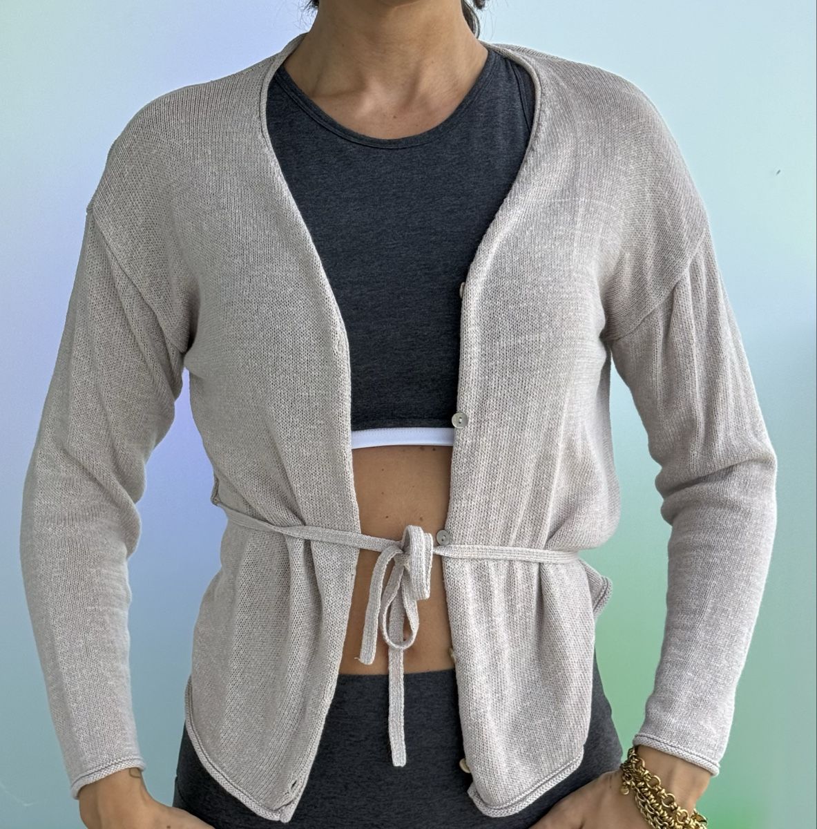 Zara Giacche: Damen Strickjacke beige mit Bindeband – Usato da Dübendorf venduto da ReLoved_Fashion_ZH