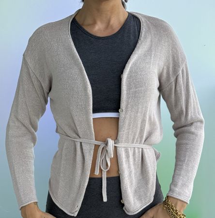 Damen Strickjacke beige mit Bindeband