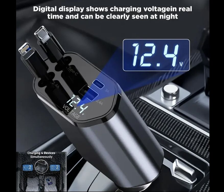 Instrument Numérique 4 En 1 Voiture 9-36V - Jauge Pression Huile Voltmètre Température Eau Niveau Carburant LCD
