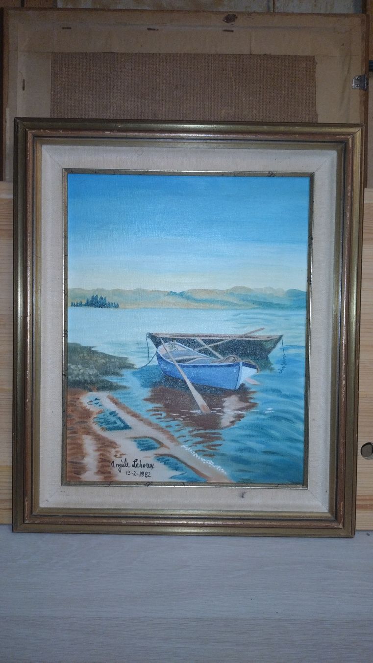 Gemälde: Tableau Angèle Lehoux Bateaux 1982  – Gebraucht aus Farvagny-le-Grand von LaCaverne