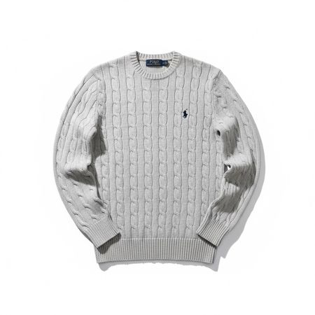 Pull maille torsadée col rond Polo Ralph Lauren Gris - M #47