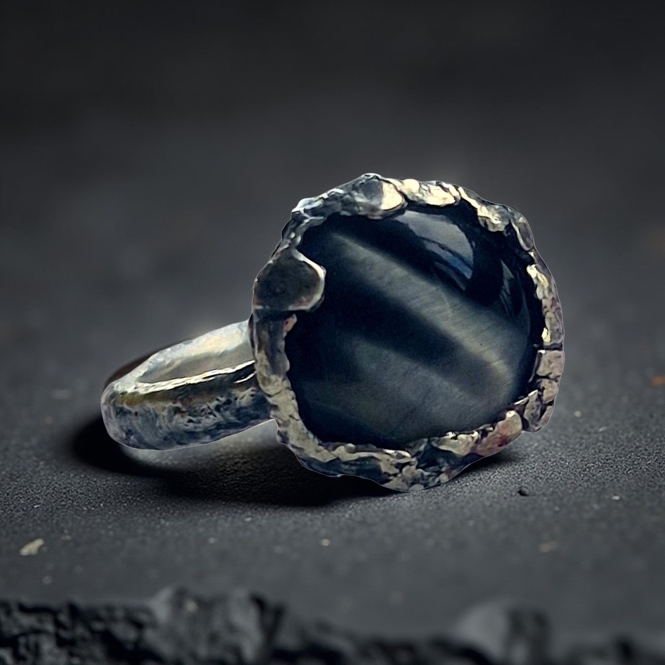 Bagues: Statement-Ring Silber & Katzenauge, Grösse 59, Einzelstück – Neuf avec emballage d'origine à Aarau par Schmuckhoehle_MD 9
