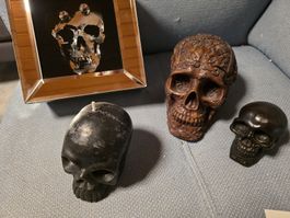 Totenkopf Deko Set 4-teilig Kerzen und Boxen schwarz