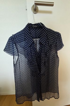 Sommerbluse von Strenesse, Gr. 36, dunkelblau, gepunktet