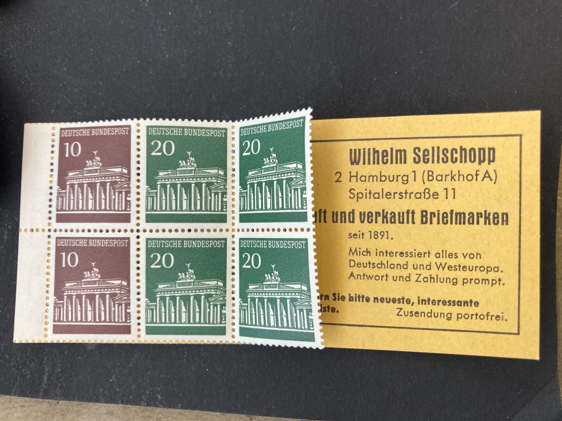 Tous les timbres: BRD 1968 Markenheftchen Brandenburger Tor 13c postfrisch – Neuf (Voir description) à Winterthur par schnueps