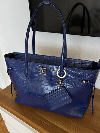Victoria's Secret Shopper Tasche Kroko blau mit Portemonnaie