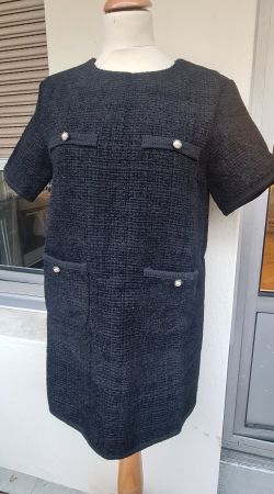 Robe amble droite en coton et velours de coton neuve