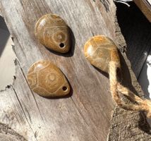 3 x Anhänger  Fossil Stone  versteinerte Koralle UNIKATE