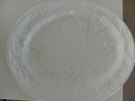 Oval Serving Platter Fruit Design White Ceramic (50 x 40cm)
