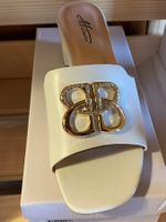 Damen Sandalen, Weiss-Gold