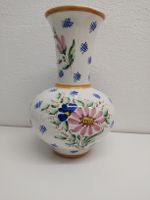 VINTAGE Vase handbemalt Blumen blau pink 24 cm