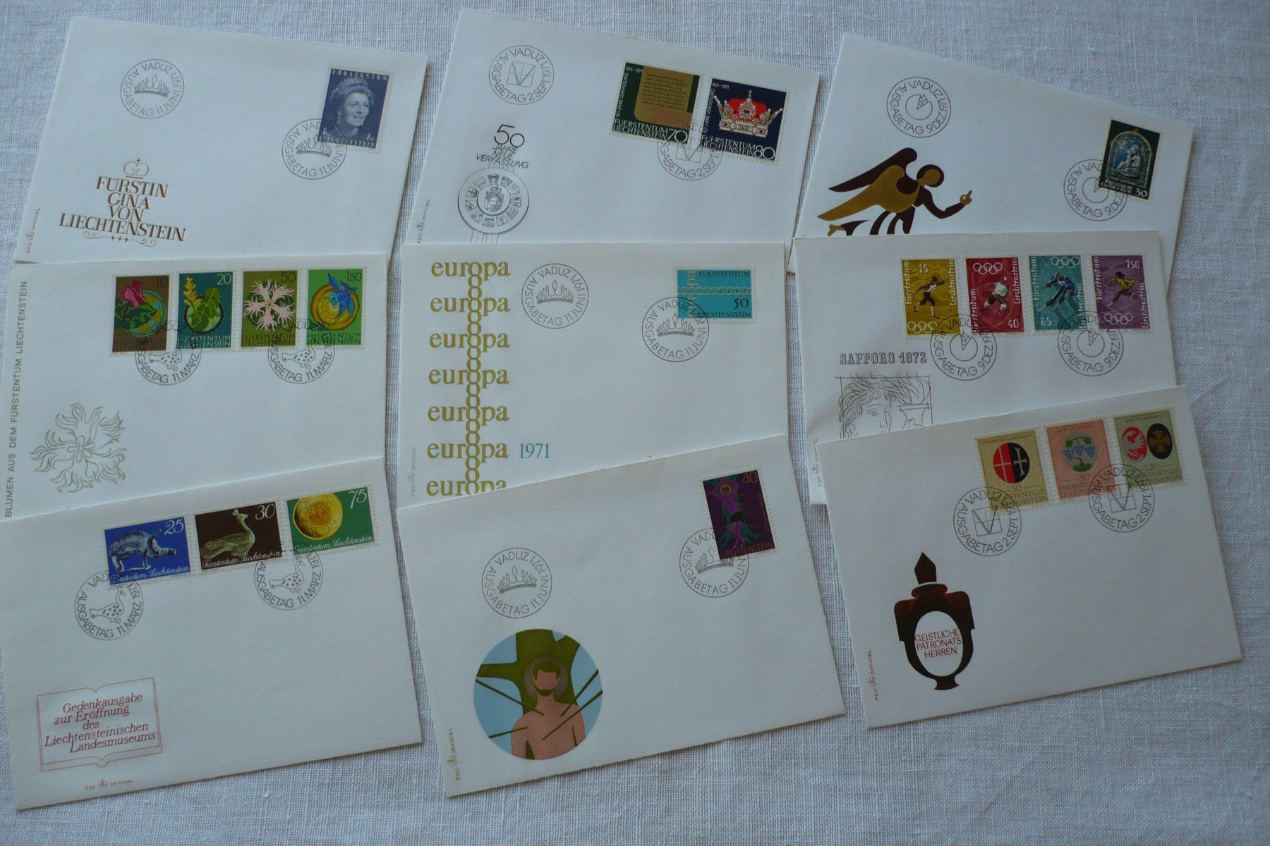Alle Briefmarken: FL 1971 Neuausgaben 9 FDC – Gebraucht aus Zürich von saltandpepper008
