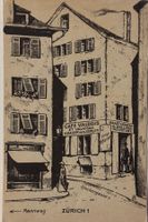 Zürich, Rennweg, Cafe Vaudois et Valaisan, Künstlerkarte