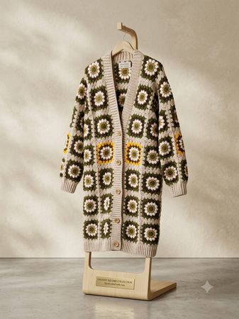 Gehäkelte Strickjacke Damen beige Grösse M neu