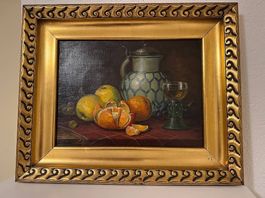 Altes Ölgemälde ''Früchte mit Wein'' um 1910, W. Ludwig